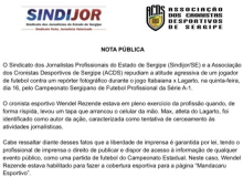 Nota de Repúdio à agressão contra repórter fotográfico em Sergipe