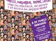 Mulheres de Sergipe contra violência, racismo e em defesa da aposentadoria